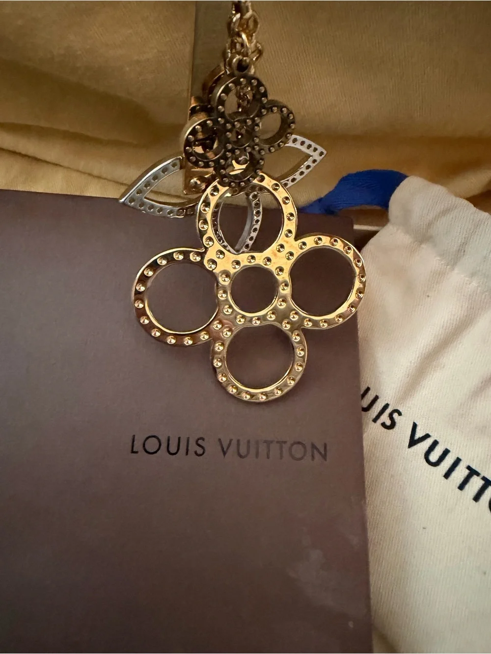 Louis Vuitton Gold and Silver Floral Ring Key Charm